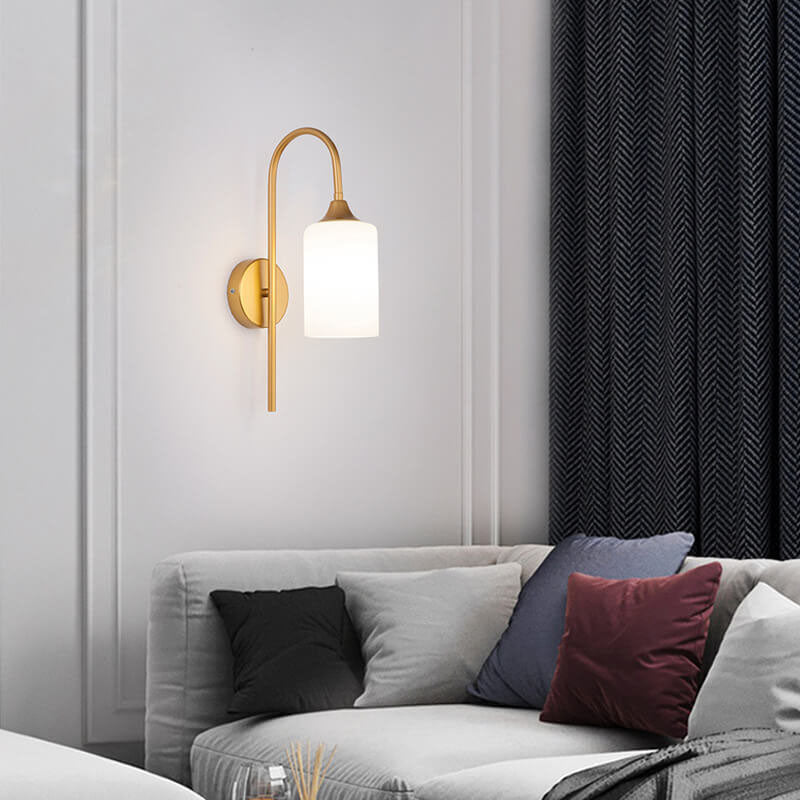 GlintArc Wandlampe | Minimalistisches Zylinderglasdesign | Flexibler Arm | 1-Licht Wandleuchte für stilvolle Räume