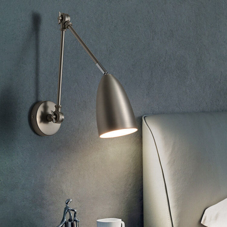 Flexiron Retro Industrial Schwenkarm Wandleuchte | Rotierbar & Ausziehbar | 1-Licht Design | Eisen-Lampe für Arbeits- & Wohnräume