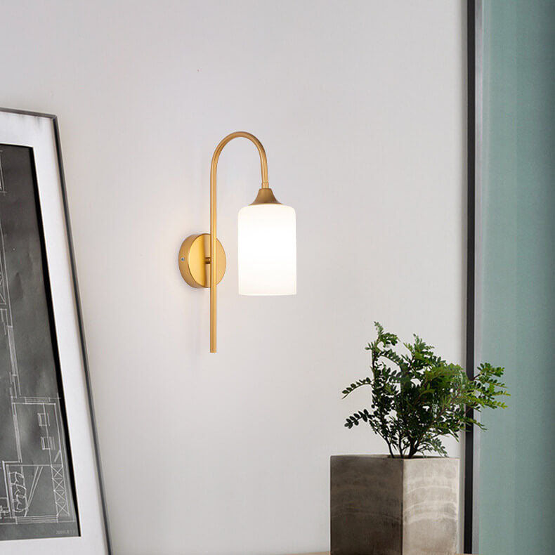 GlintArc Wandlampe | Minimalistisches Zylinderglasdesign | Flexibler Arm | 1-Licht Wandleuchte für stilvolle Räume