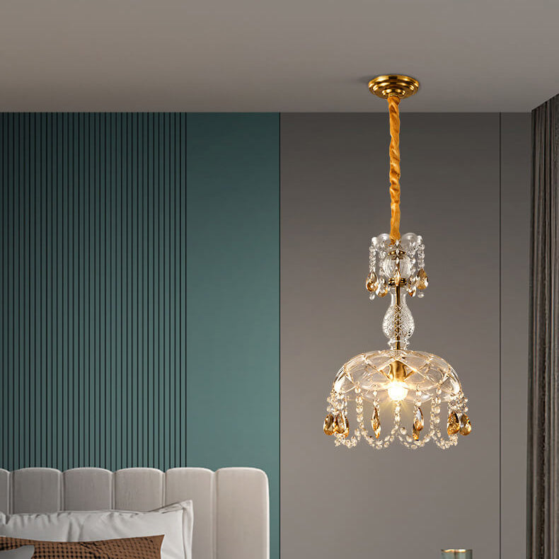 CrystalVive Pendelleuchte | Luxus Kristallkuppel | Moderne 1-Licht Hängelampe | Elegante Beleuchtung für Zuhause