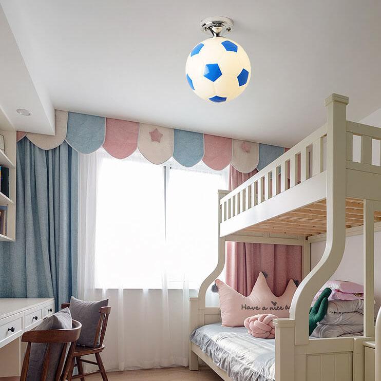 SportLume Kreative Deckenleuchte | Basketball & Fußball Design | Halbmontage | Glaslampe