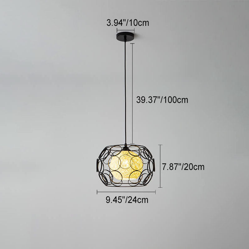 HempGlow Kreative Pendelleuchte aus Hanfgeflecht | Modernes Design | Einzigartiger Lichtakzent | Hängeleuchte für Zuhause