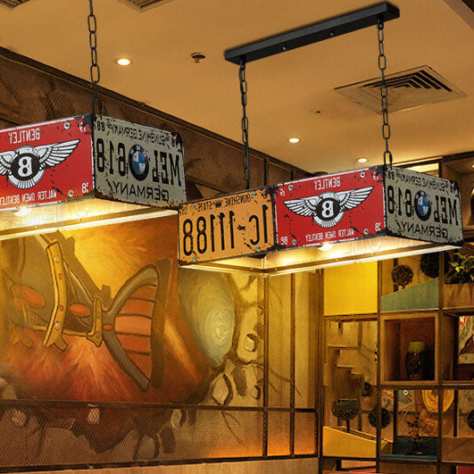 VintagePlate Kreative Metall-Lizenzplatte Kronleuchter | 3-Licht | Retro-Design