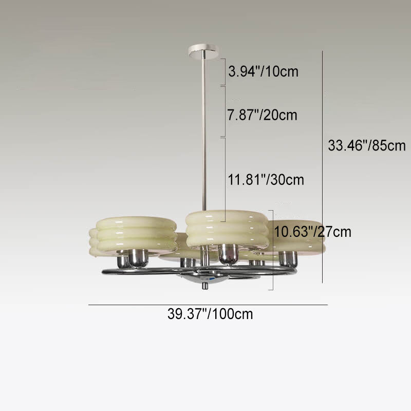 ChateauLume Vintage Kronleuchter | Französisches Design | Grünes & Cremefarbenes Glas | 6-flammige Hängeleuchte