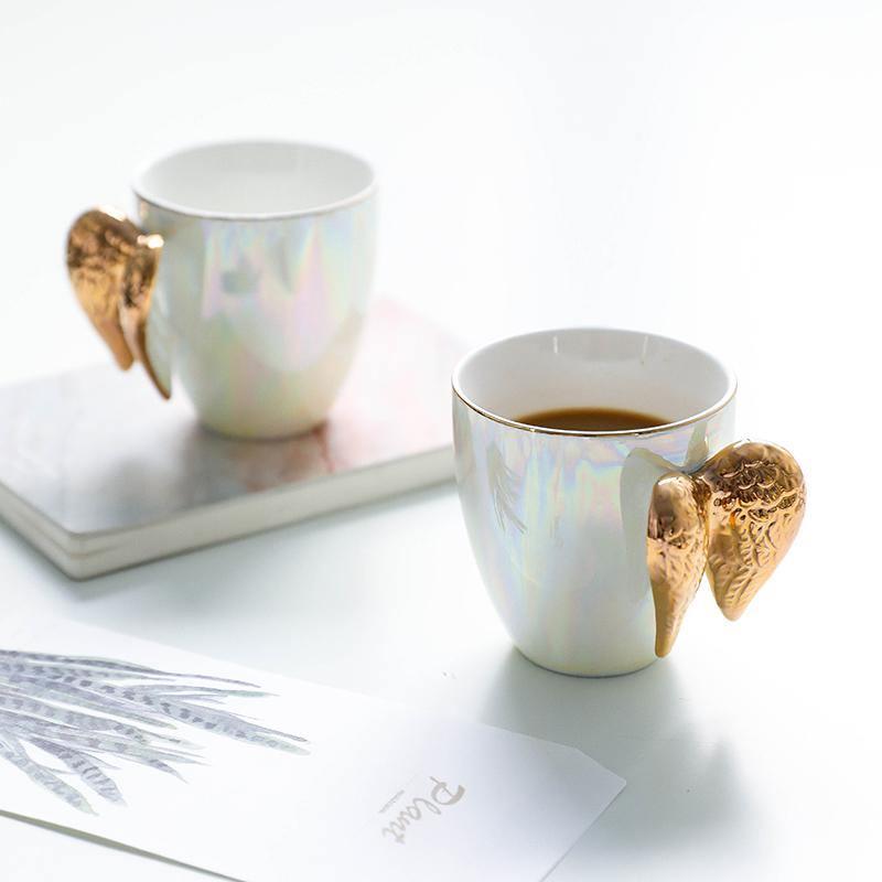 Angelica Flügel Kaffeetasse | Stilvolle Engelstasse | 1er- oder 2er-Set für Kaffee & Tee