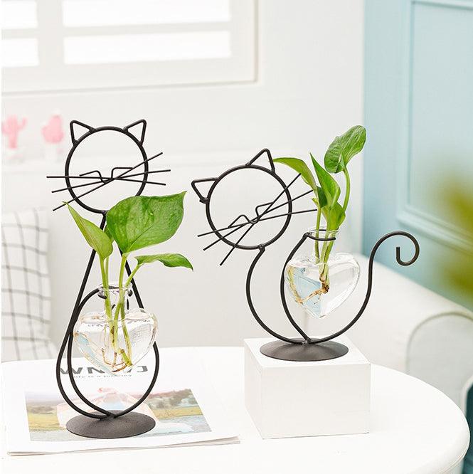 CatBloom – Katzen Pflanzstation mit Glasvase | Herz-Design | Pflanzenvermehrung | Dekoratives Highlight