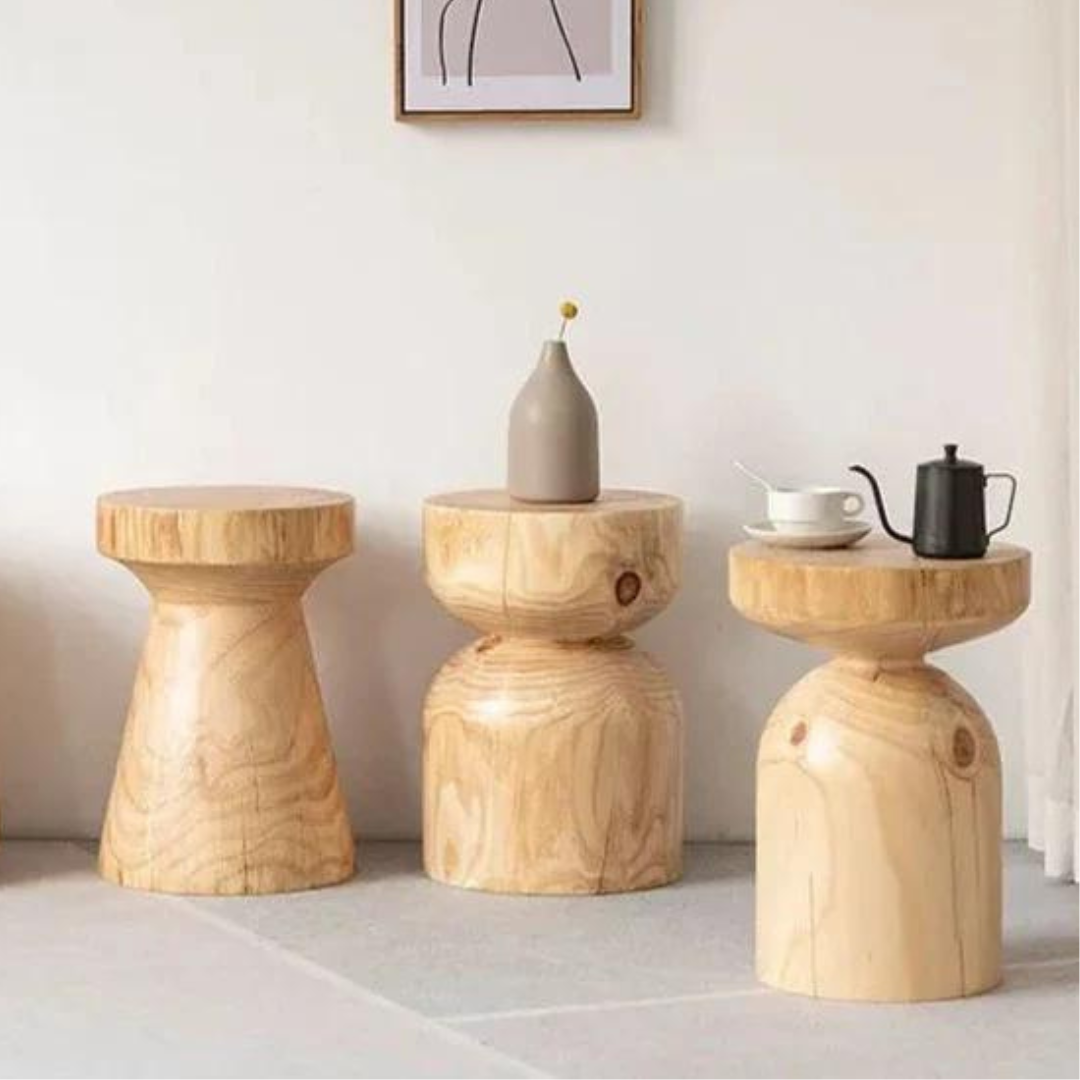 TimberCraft Holz-Hocker | Rustikales Design | Nachhaltiges Massivholz | Vielseitiger Sitz & Dekoration