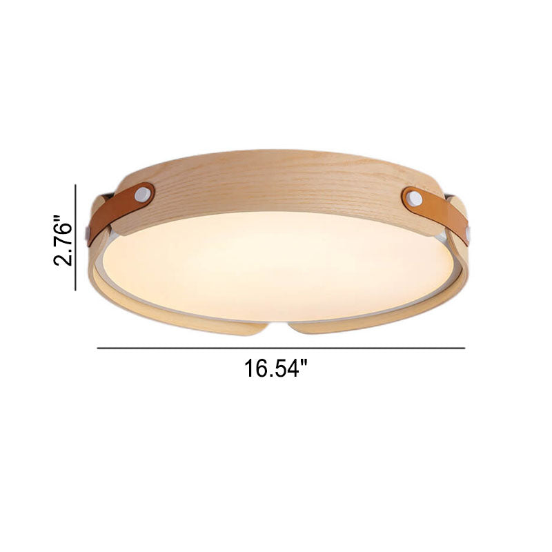 Lunaria Nova LED Deckenleuchte | Minimalistisches Design | Massivholz & Lederoptik | Dimmbar