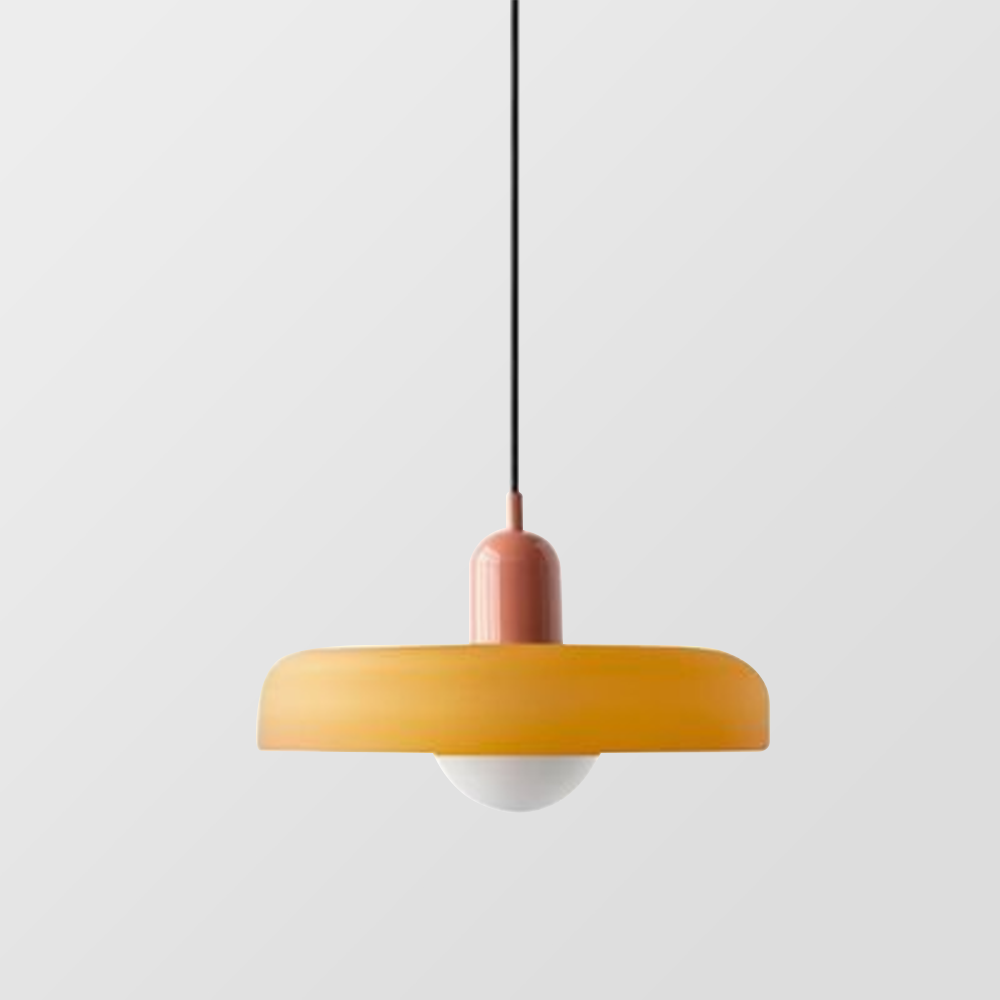 BauArt Pendelleuchte aus farbigem Glas | Elegante Hängeleuchte im Bauhaus-Stil | Designlampe für Wohnzimmer & Esszimmer