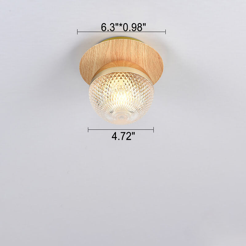 Luniro Minimalistische Deckenleuchte | Glas & Holzoptik | Semi-Flush-Mount | Japanisches Design