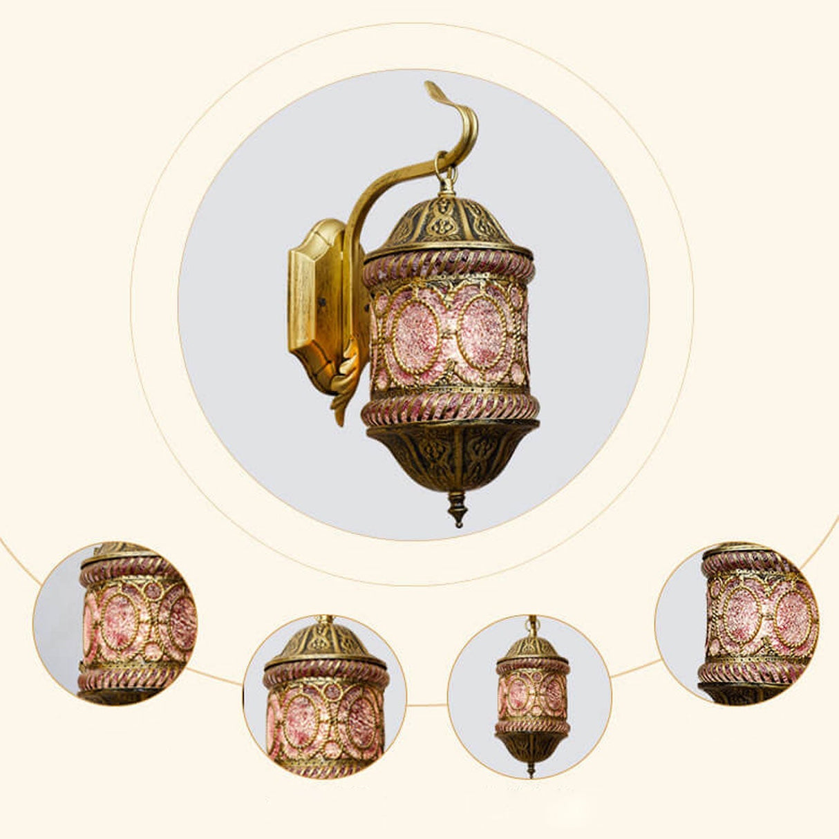 ZyraGlow Wandleuchte | Südostasiatisches Hohlmetall-Design | 1-flammige Lampe in Rosa