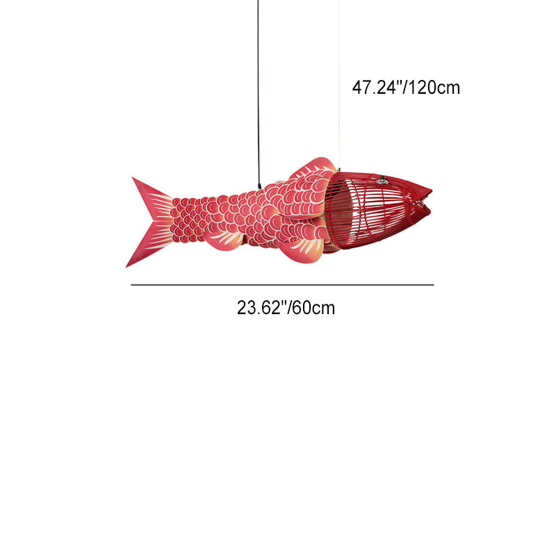 KoiLuxe Chandelier | Traditionelles chinesisches Design | Iron & PVC | Esszimmerbeleuchtung