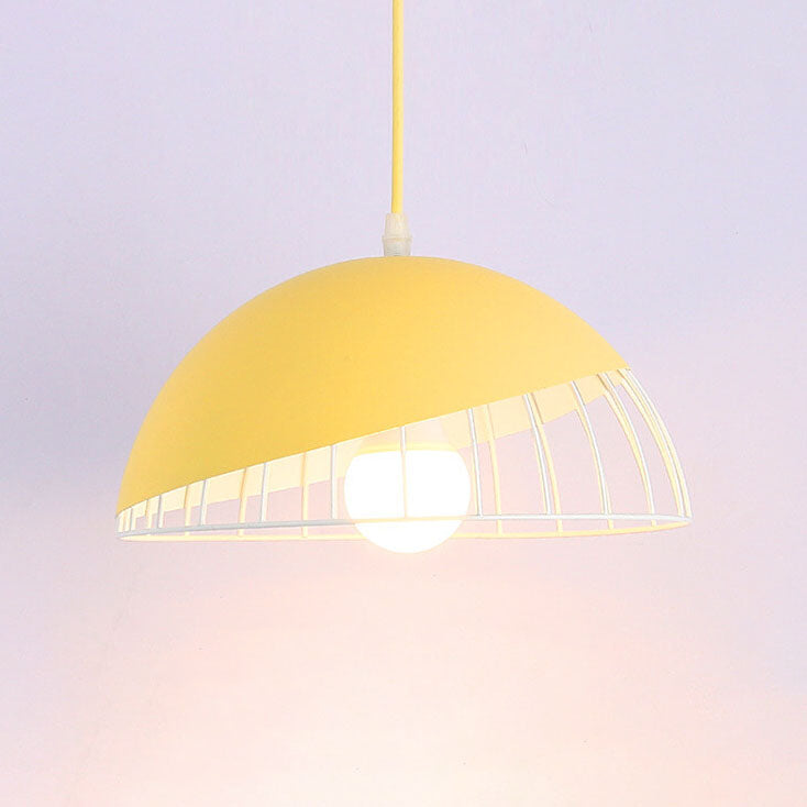 CageLine Nordic Pendelleuchte | Macaron Aluminium-Design | 1-flammige Drahtkäfig-Lampe | Farbenfrohe Eleganz