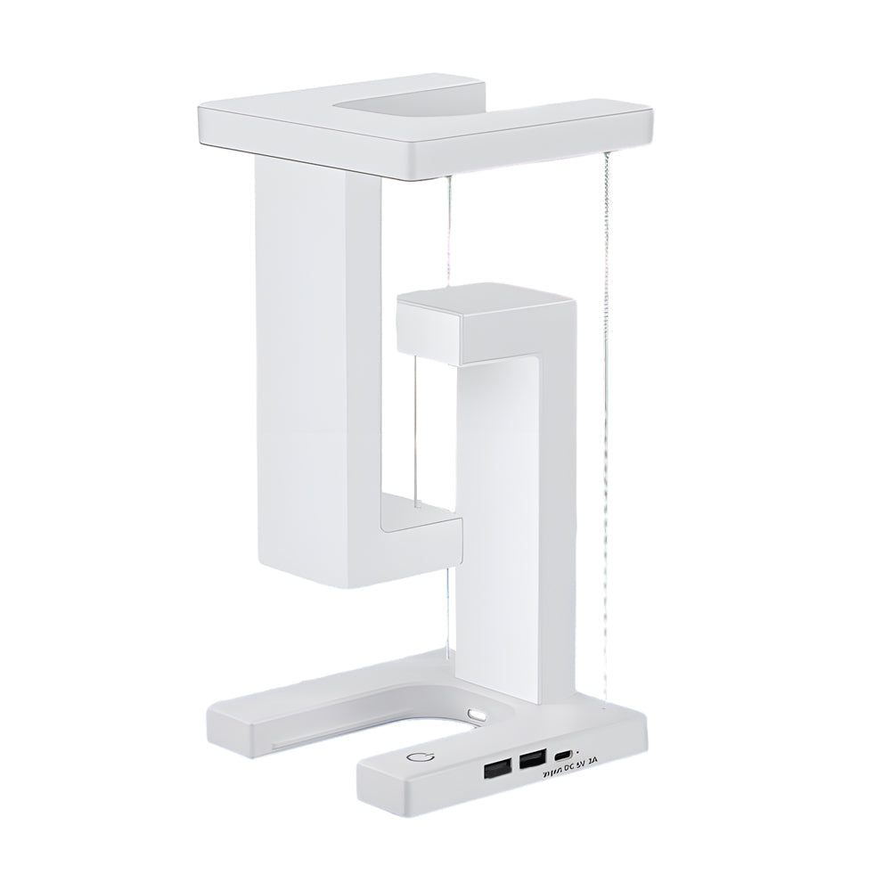 LevityLux Anti-Gravitations Tischlampe | LED Beleuchtung | Kabelloses Laden & USB | Modernes Design