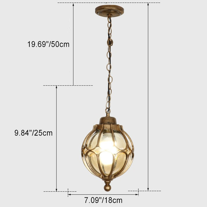 EuroLuxe Aluminium Pendelleuchte | Wasserdicht | Außenleuchte mit Glaskugel | Garten & Terrasse