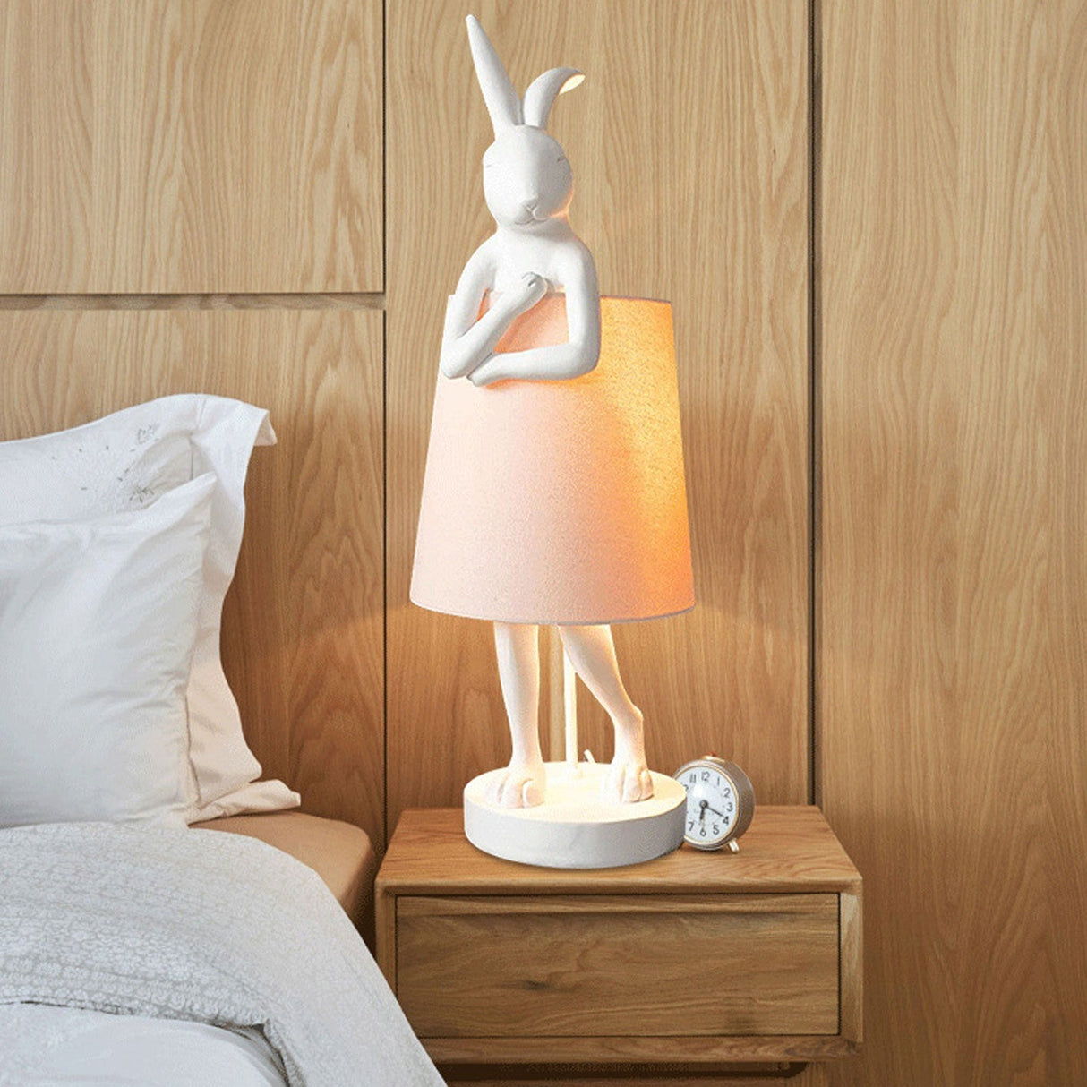 LunaBeam Nordic Rabbit LED Tischlampe | Kabellos | Stimmungslicht | Resin Design | Dekoration für Zuhause