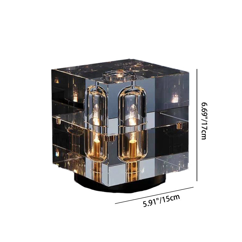 LuxeShine Kristall Tischlampe | Geometrisches Design | Rechteckig oder Quadratisch | 1-flammig
