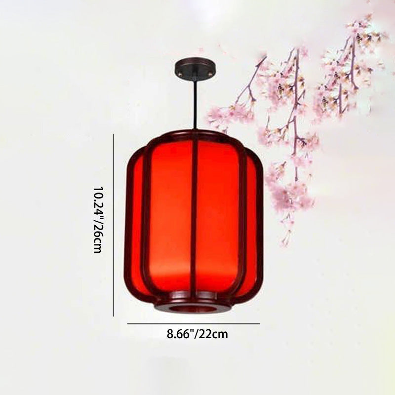 LuxoraChic Modernes Chinesisches Design Pendelleuchte | Faux-Schaffell | Holz-Laterne | LED-Beleuchtung für Zuhause