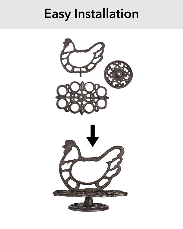 RoostIron Gusseisen Eierhalter | Rustikales Design | Praktischer Eier Caddy | Dekoration für Küche