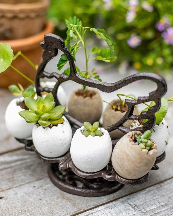 RoostIron Gusseisen Eierhalter | Rustikales Design | Praktischer Eier Caddy | Dekoration für Küche