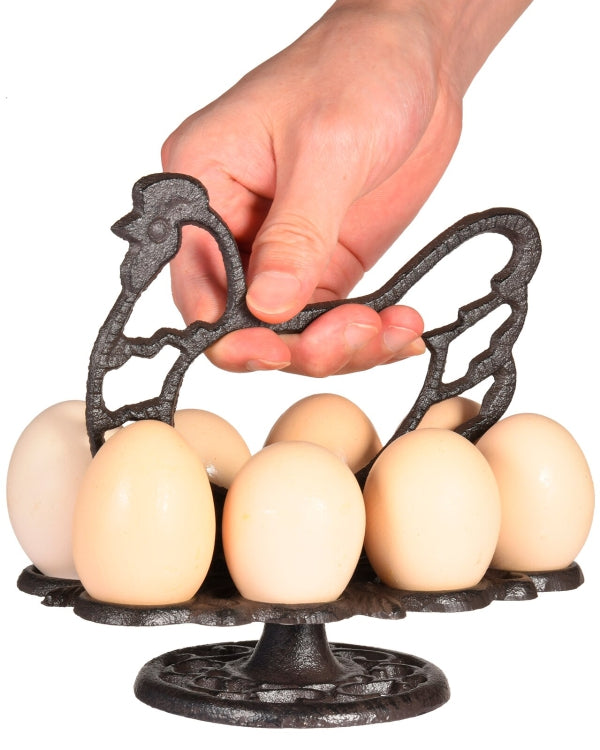 RoostIron Gusseisen Eierhalter | Rustikales Design | Praktischer Eier Caddy | Dekoration für Küche