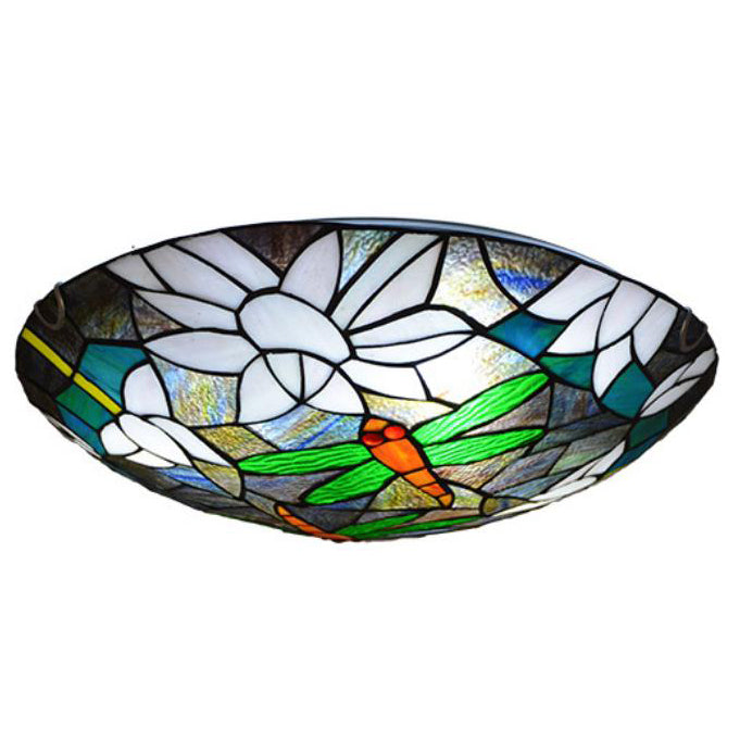 VitraFly Tiffany Deckenleuchte | Vintage Dragonfly Design | Buntes Glas | 2/3-Licht Flush Mount | Exklusive Beleuchtung
