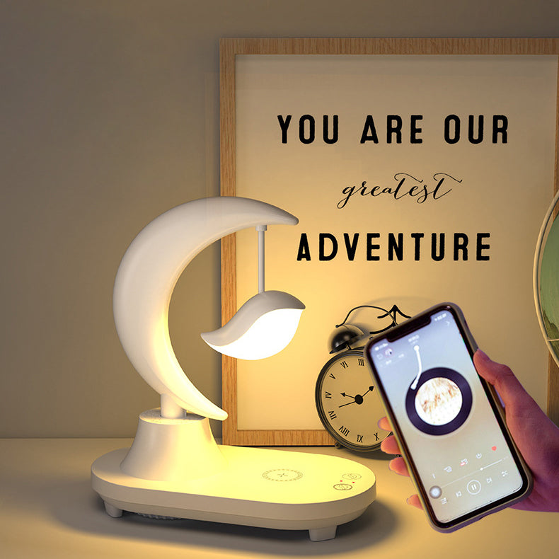 LunaSound Bluetooth Lautsprecher & Nachttischlampe | Kabellos | Moon-Shaped LED Tischlampe | Stilvolle Deko für Zuhause