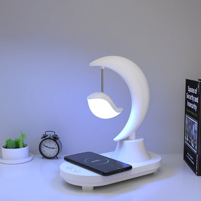 LunaSound Bluetooth Lautsprecher & Nachttischlampe | Kabellos | Moon-Shaped LED Tischlampe | Stilvolle Deko für Zuhause