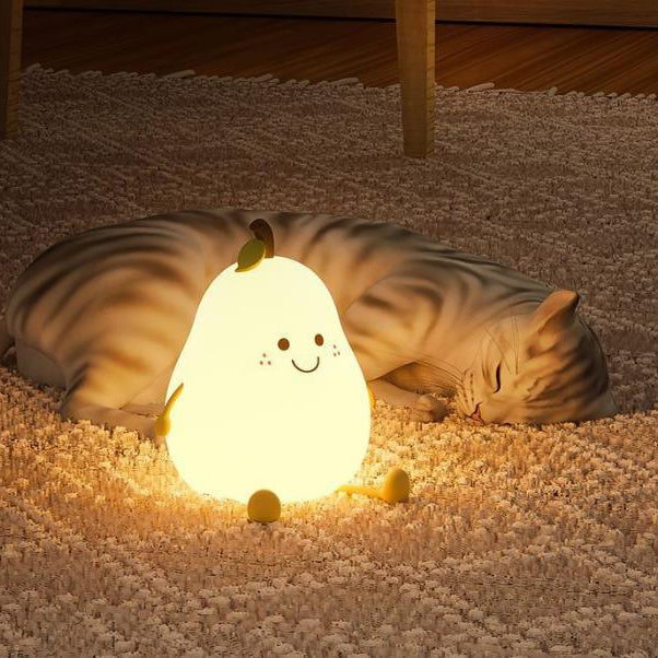 Pearlum Kreative LED Nachtlampe | Silikon Birnenform | USB-Tischleuchte | Sieben Farben Stimmungslicht