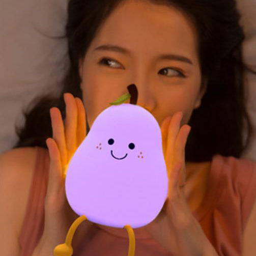 Pearlum Kreative LED Nachtlampe | Silikon Birnenform | USB-Tischleuchte | Sieben Farben Stimmungslicht