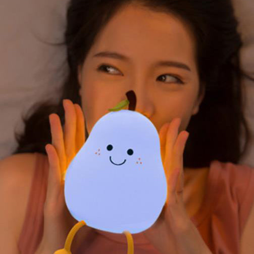 Pearlum Kreative LED Nachtlampe | Silikon Birnenform | USB-Tischleuchte | Sieben Farben Stimmungslicht