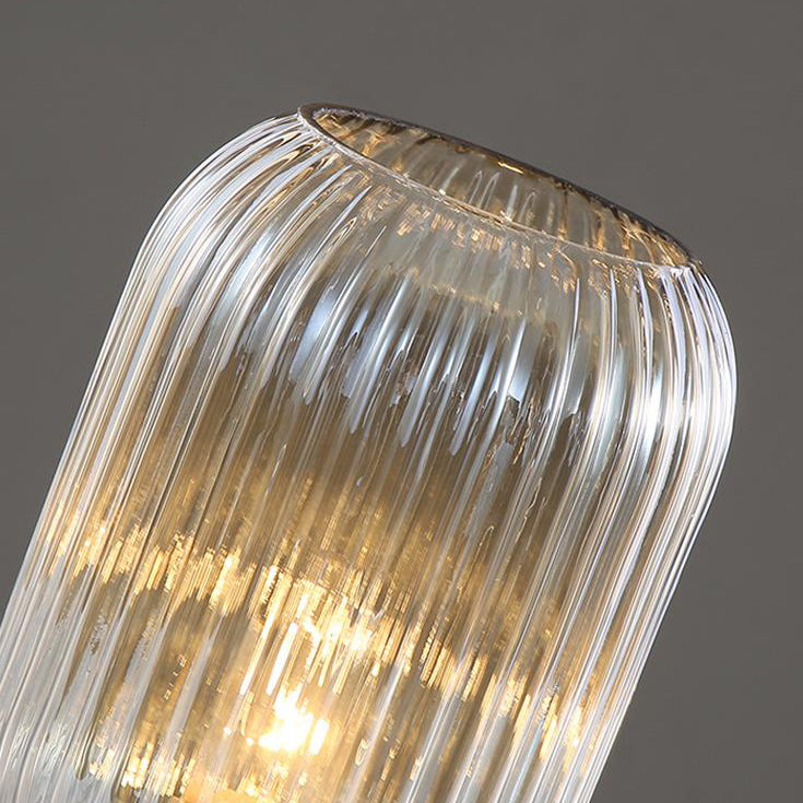 LunaStripe Nordic Design Glas Oval Tischlampe | 1 Licht | Dekorative Beleuchtung für Zuhause