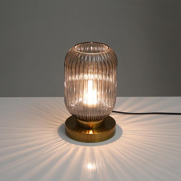 LunaStripe Nordic Design Glas Oval Tischlampe | 1 Licht | Dekorative Beleuchtung für Zuhause