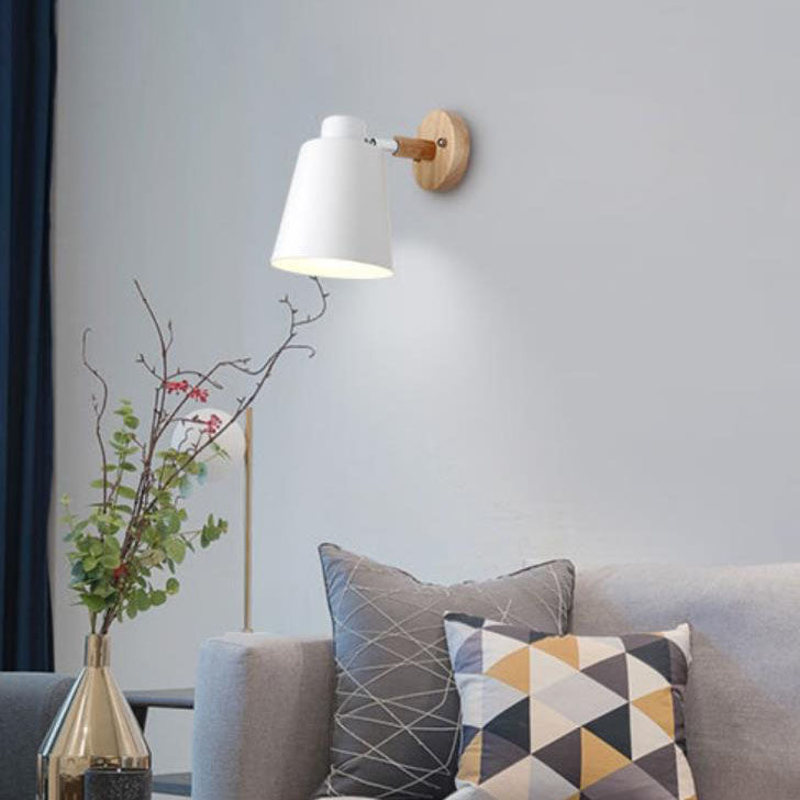 Woodoria Minimalistische Wandlampe | Eisen & Holz | Farbige Wandleuchte | Nordic Design