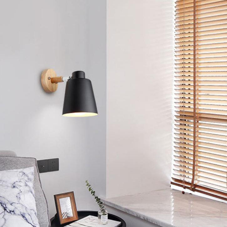 Woodoria Minimalistische Wandlampe | Eisen & Holz | Farbige Wandleuchte | Nordic Design