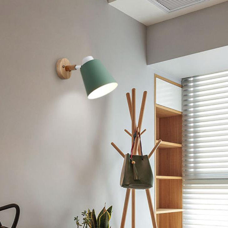 Woodoria Minimalistische Wandlampe | Eisen & Holz | Farbige Wandleuchte | Nordic Design