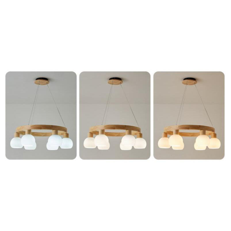 ZenLustre Japanisches Design Kronleuchter | Holzring & Glas | 3/6/9 Flammen | Modern & Stilvoll