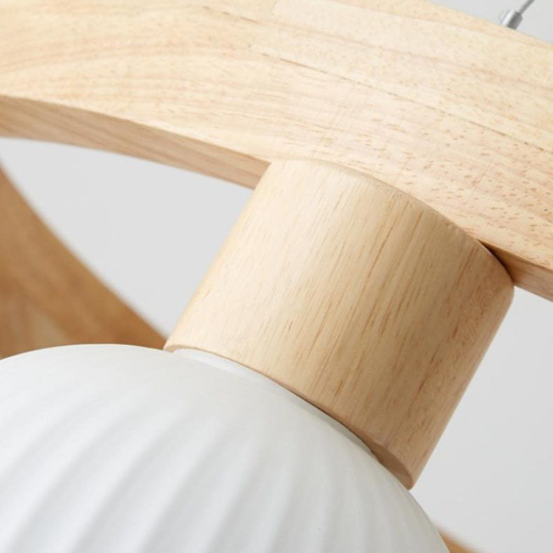 ZenLustre Japanisches Design Kronleuchter | Holzring & Glas | 3/6/9 Flammen | Modern & Stilvoll