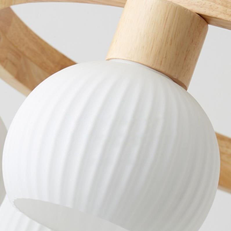 ZenLustre Japanisches Design Kronleuchter | Holzring & Glas | 3/6/9 Flammen | Modern & Stilvoll