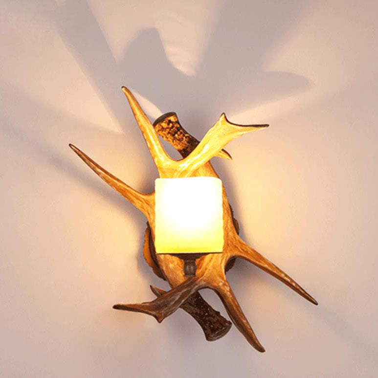 AntlerGlow Wandlampe | Modern-Retro Design | Glas & Geweih-Stil | Stilvolle Beleuchtung für Ihr Zuhause