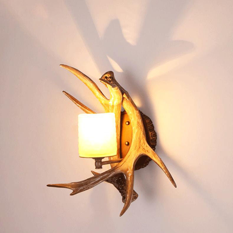 AntlerGlow Wandlampe | Modern-Retro Design | Glas & Geweih-Stil | Stilvolle Beleuchtung für Ihr Zuhause