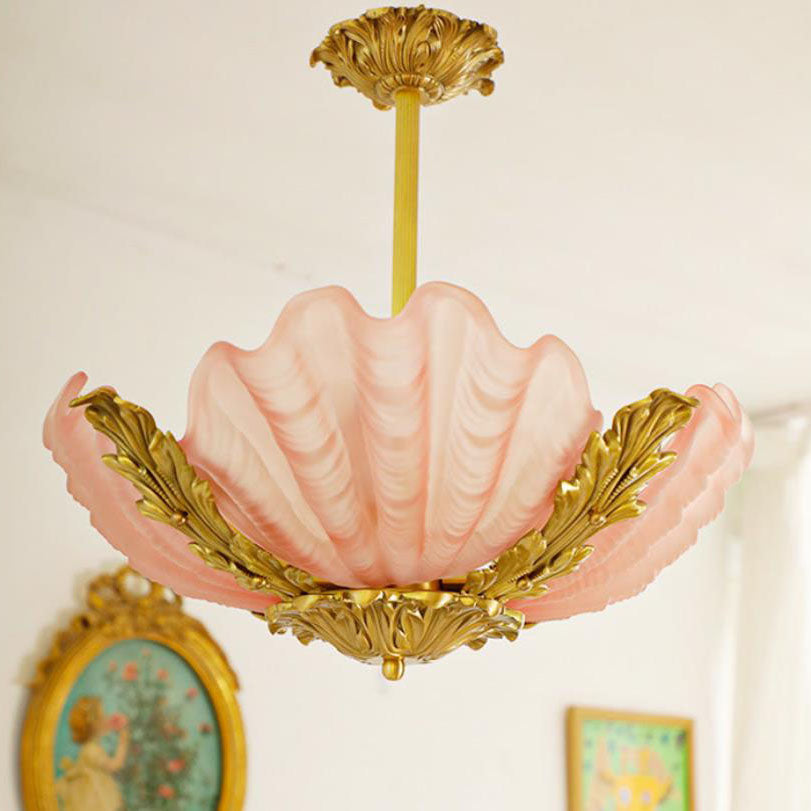 ShellLux Kronleuchter im Art-Deco-Stil | Muschelform mit Messingrahmen | 3/4 Lichter | Für Wohnzimmer