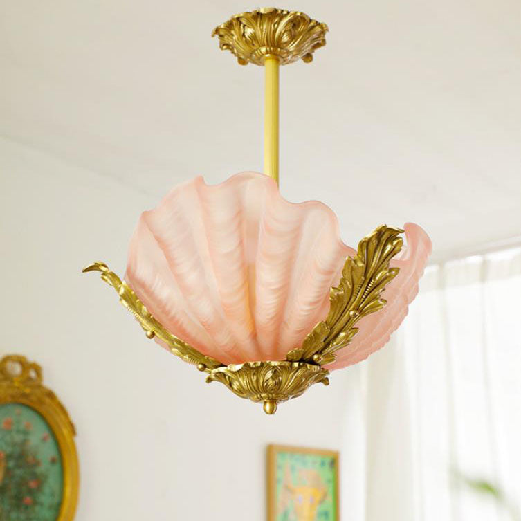 ShellLux Kronleuchter im Art-Deco-Stil | Muschelform mit Messingrahmen | 3/4 Lichter | Für Wohnzimmer