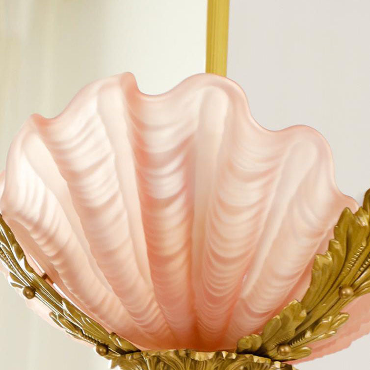 ShellLux Kronleuchter im Art-Deco-Stil | Muschelform mit Messingrahmen | 3/4 Lichter | Für Wohnzimmer