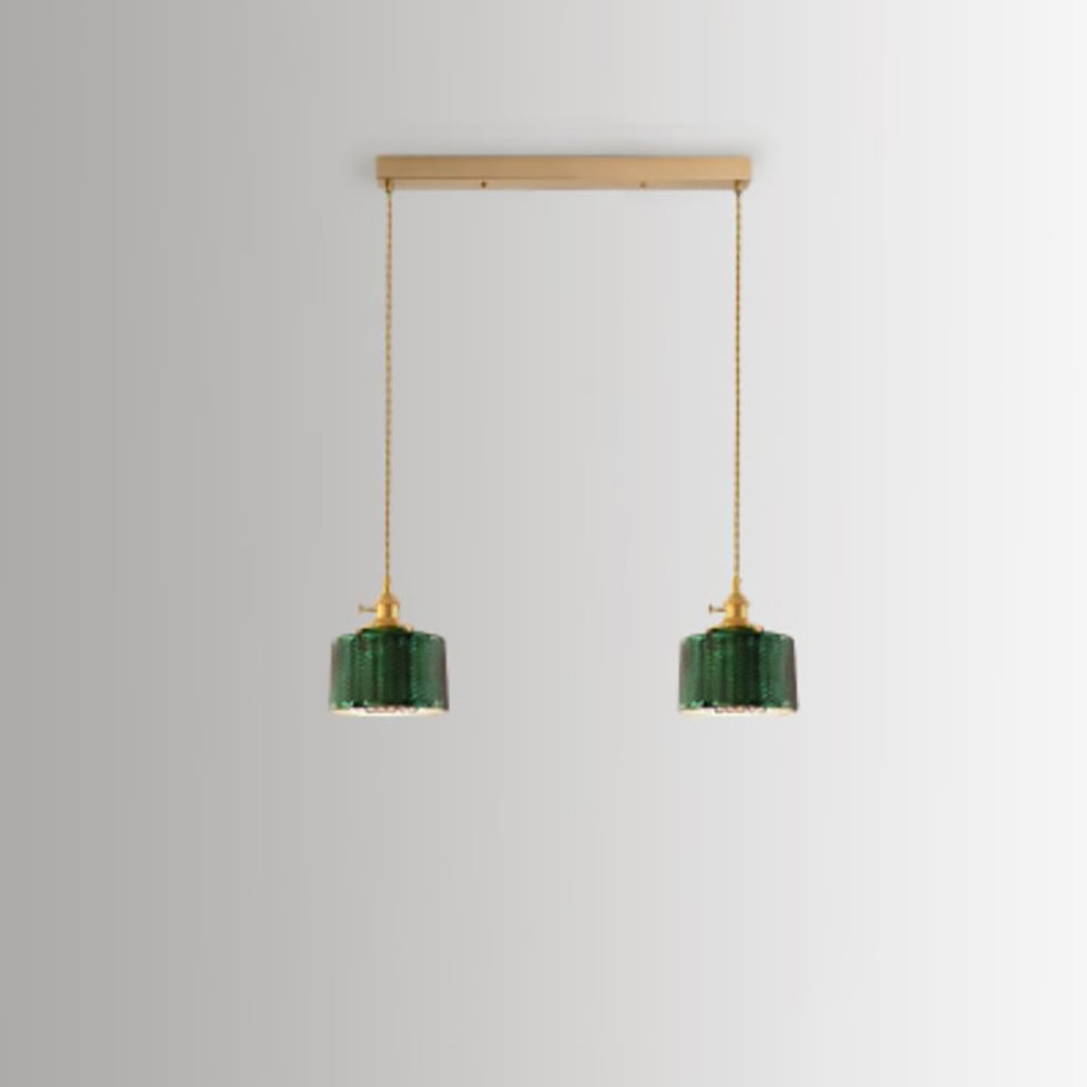 VerdiGlow Nordic Vintage Kronleuchter | Messing & Grünes Glas | 1/2/3-Licht Hängelampe | Elegantes Design
