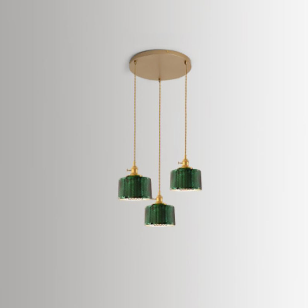 VerdiGlow Nordic Vintage Kronleuchter | Messing & Grünes Glas | 1/2/3-Licht Hängelampe | Elegantes Design