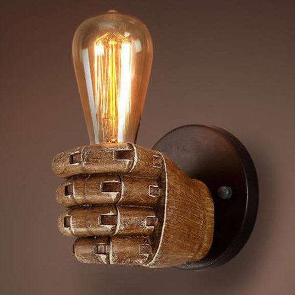 CastForte Vintage Wandlampe mit Harz-Faust-Design | 1 Licht | Einzigartige Beleuchtung für Wohnzimmer & Büro