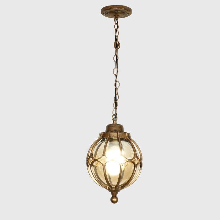 EuroLuxe Aluminium Pendelleuchte | Wasserdicht | Außenleuchte mit Glaskugel | Garten & Terrasse