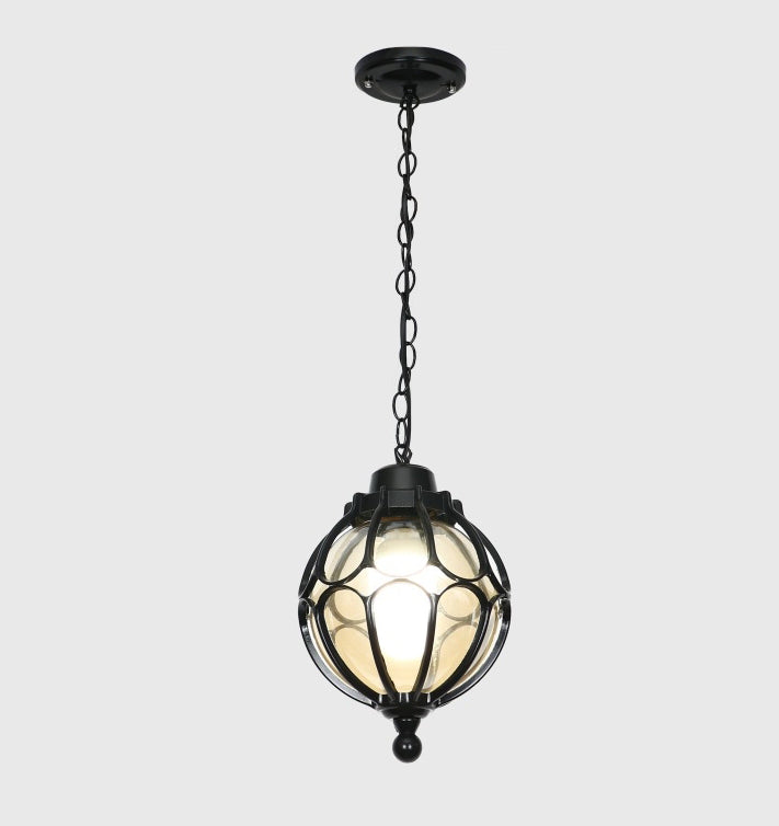EuroLuxe Aluminium Pendelleuchte | Wasserdicht | Außenleuchte mit Glaskugel | Garten & Terrasse