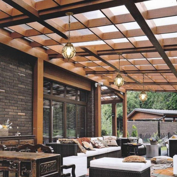 EuroLuxe Aluminium Pendelleuchte | Wasserdicht | Außenleuchte mit Glaskugel | Garten & Terrasse